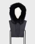 Hooded dickey in quilted technical fabric and fox fur