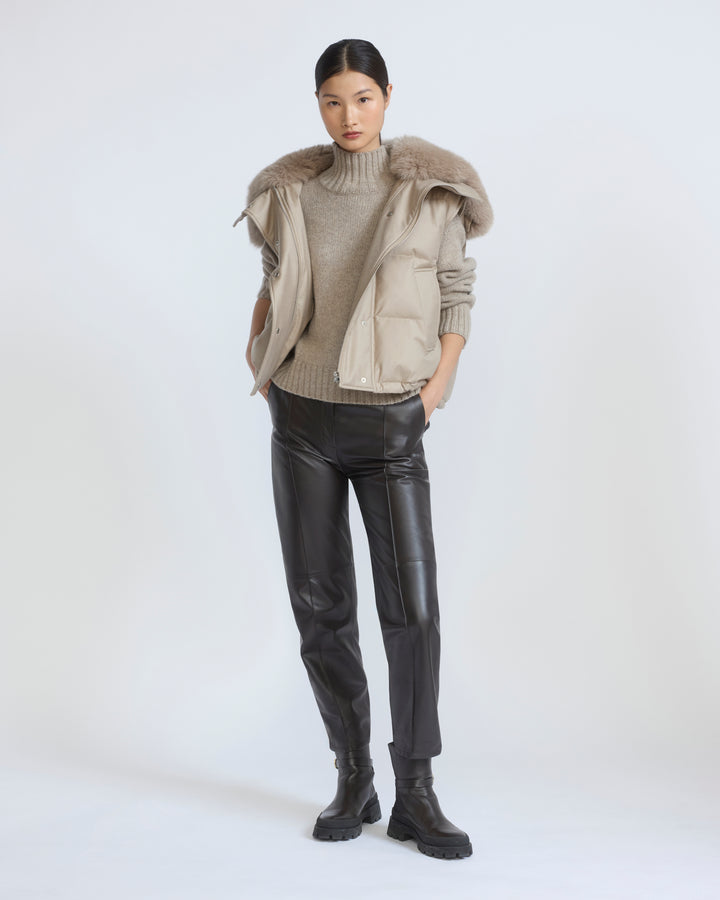 Flannel gilet with fox fur collar - Yves Salomon - New Fall/Winter Collection