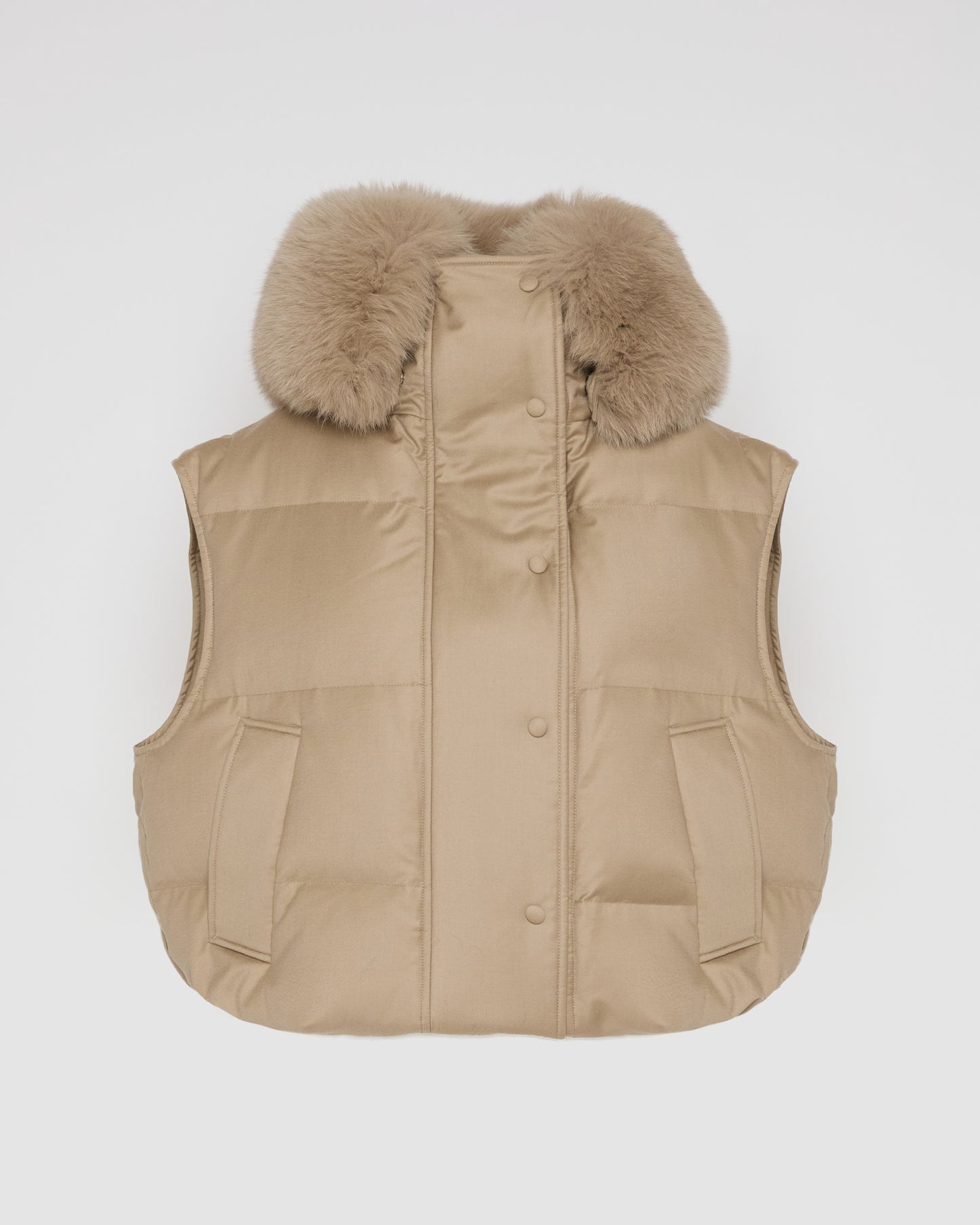 Flannel gilet with fox fur collar