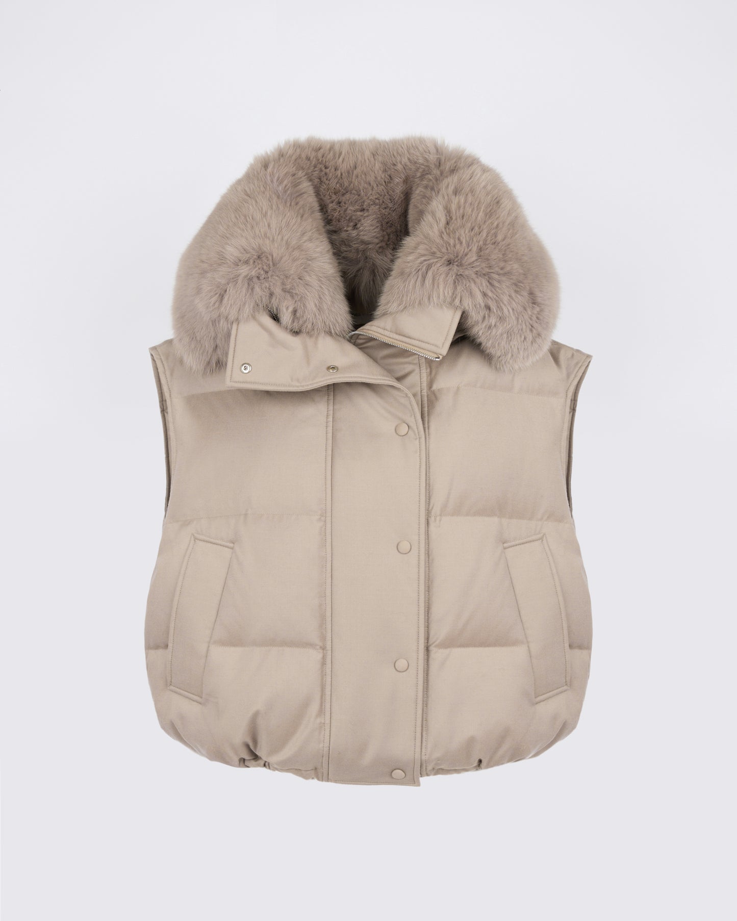 Flannel gilet with fox fur collar - Yves Salomon - New Fall/Winter Collection