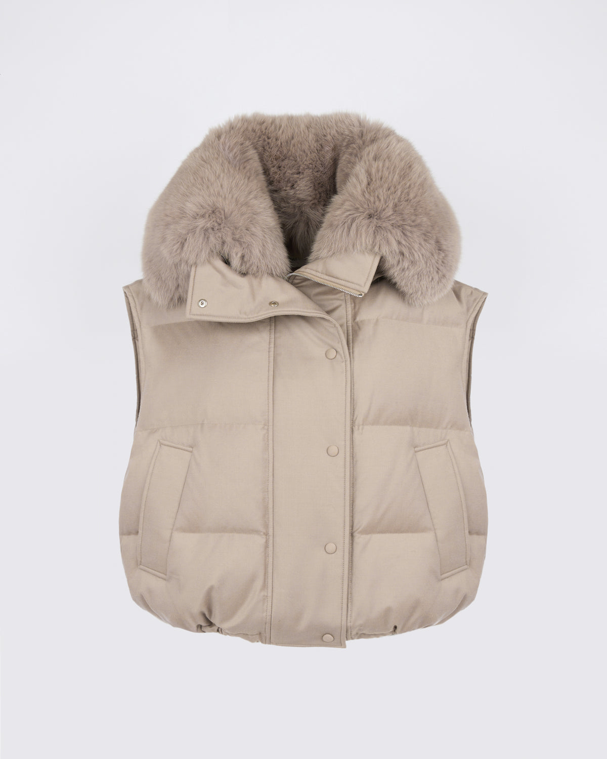 Flannel gilet with fox fur collar - Yves Salomon - New Fall/Winter Collection