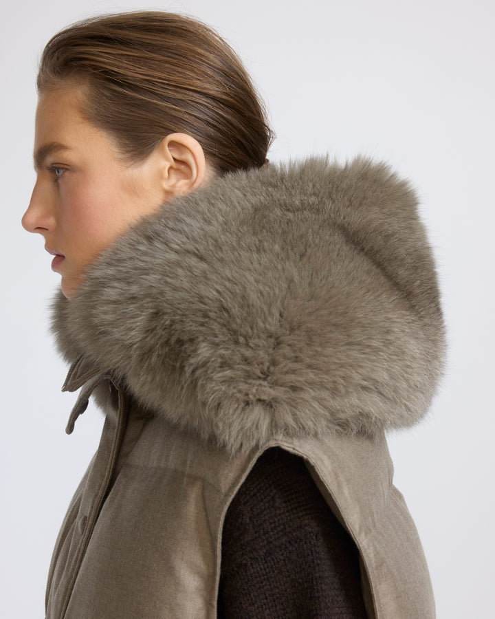 Flannel gilet with fox fur collar - Yves Salomon - New Fall/Winter Collection