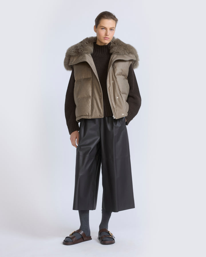 Flannel gilet with fox fur collar - Yves Salomon - New Fall/Winter Collection
