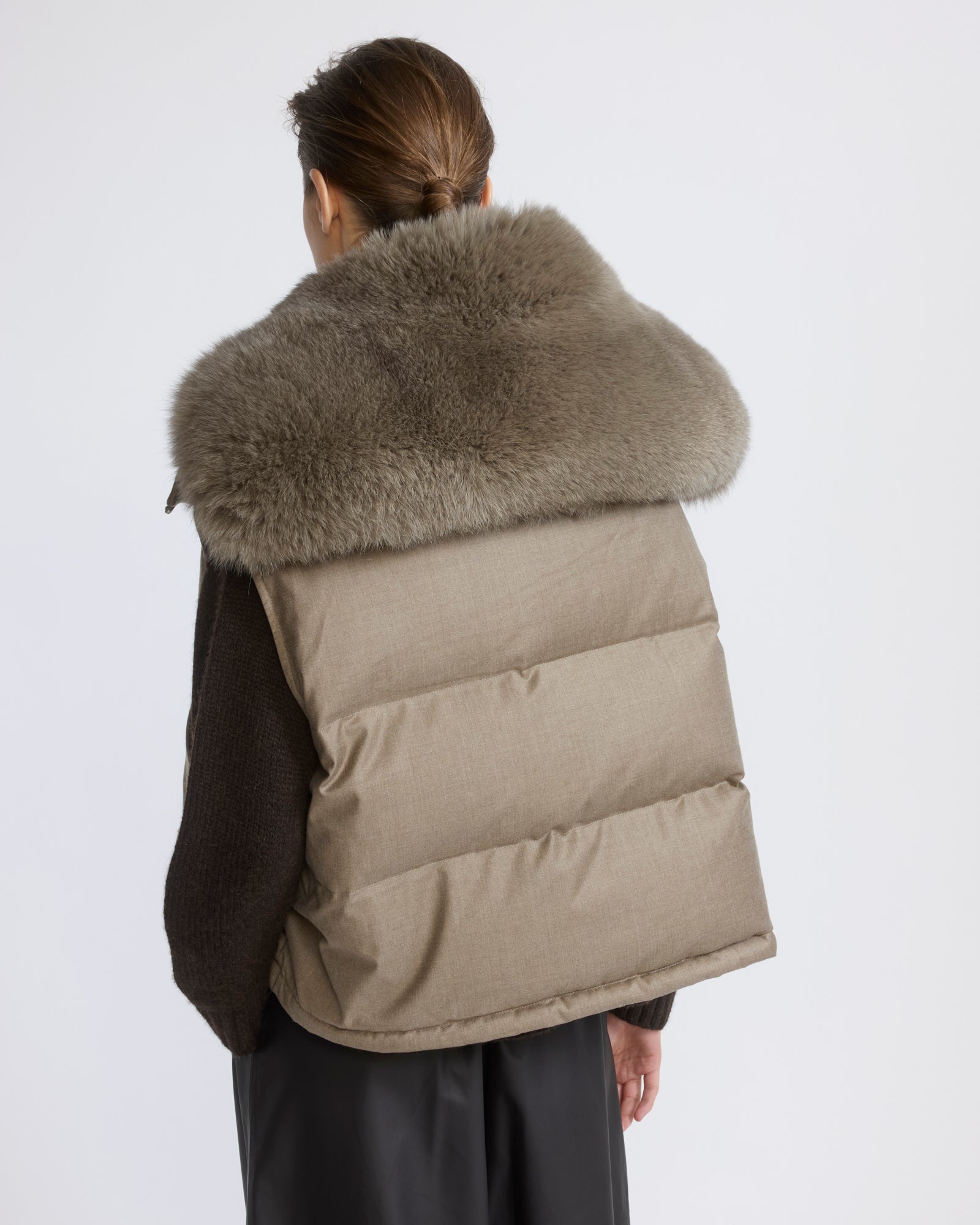 Flannel gilet with fox fur collar - Yves Salomon - New Fall/Winter Collection