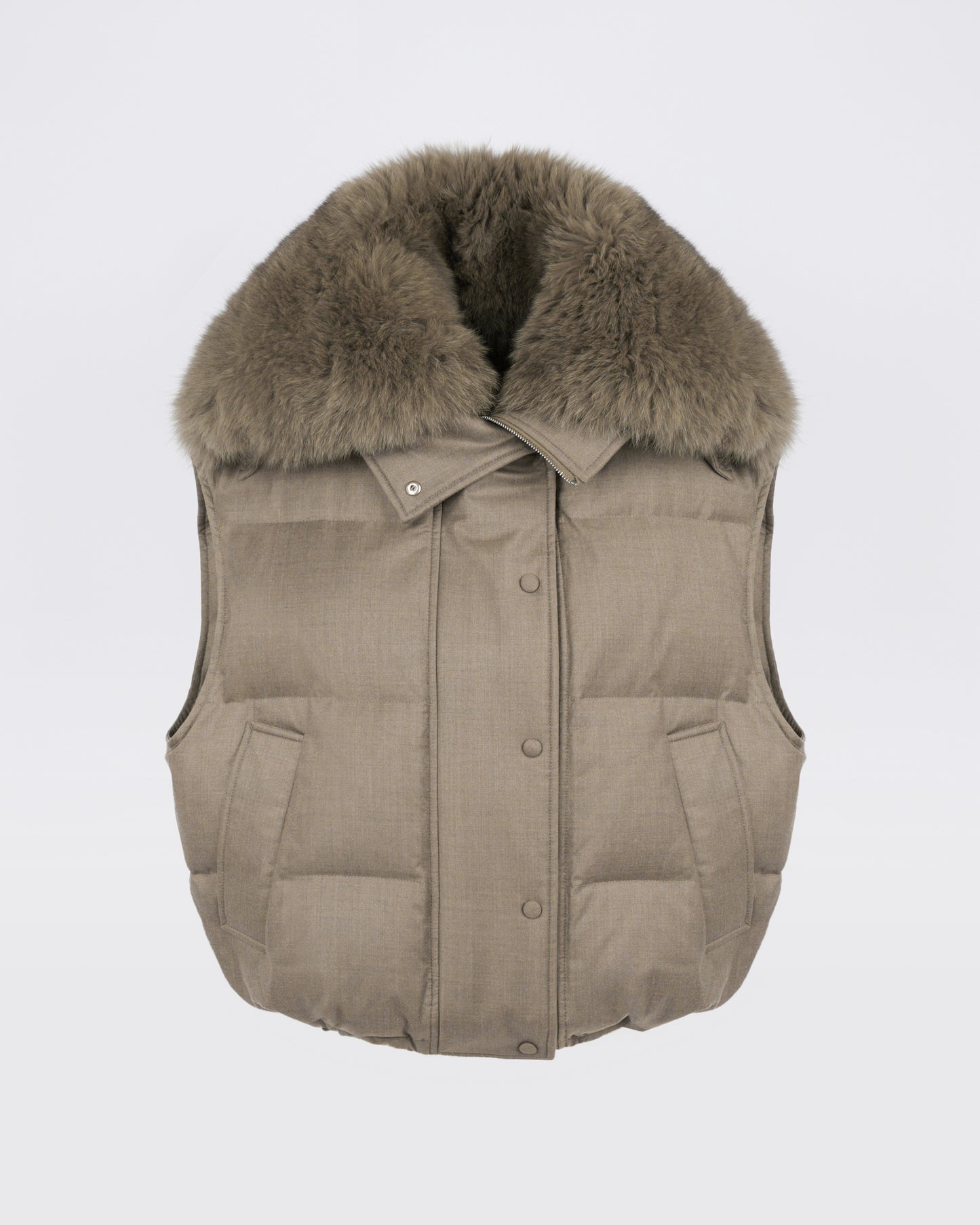 Flannel gilet with fox fur collar - Yves Salomon - New Fall/Winter Collection