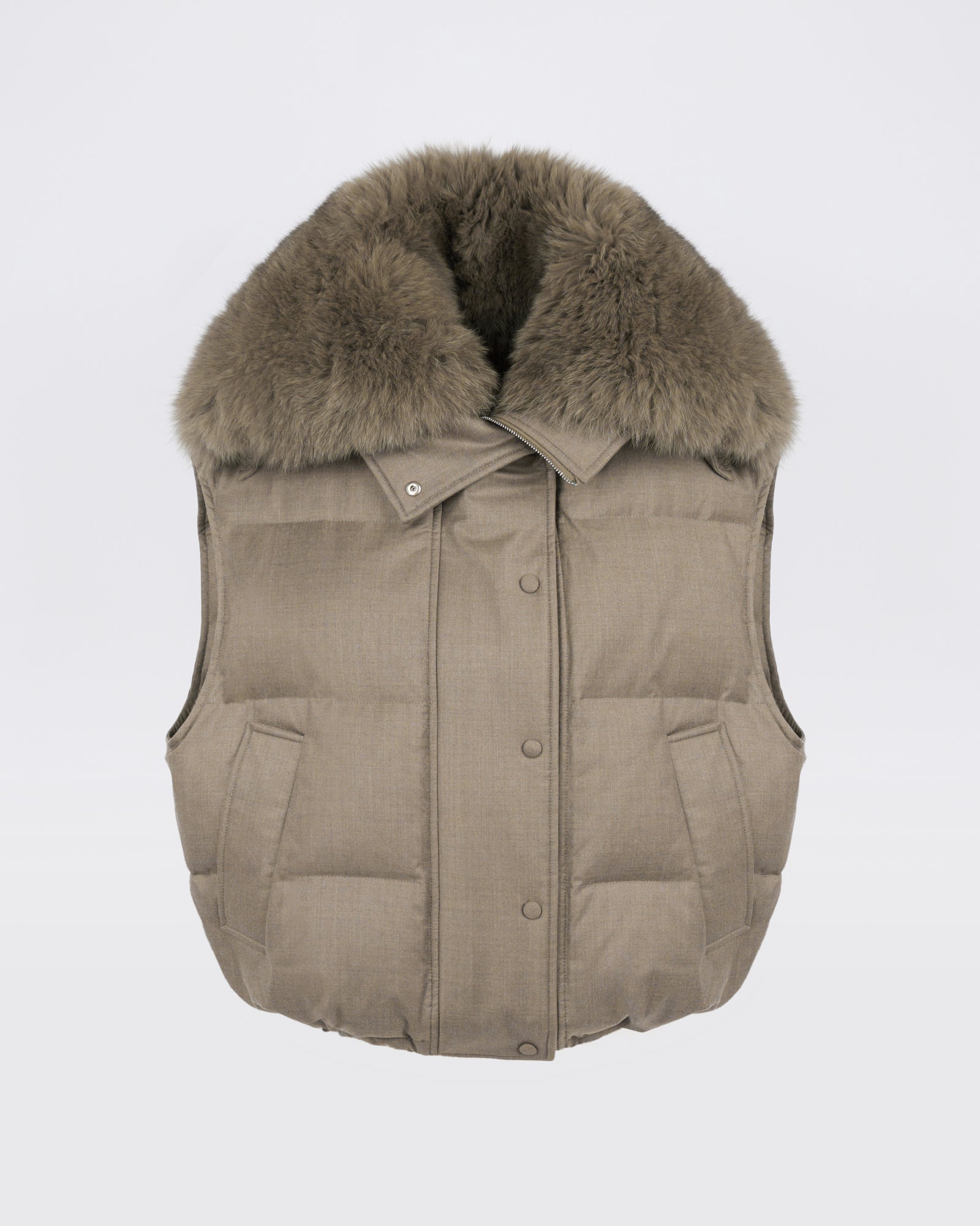 Flannel gilet with fox fur collar - Yves Salomon - New Fall/Winter Collection