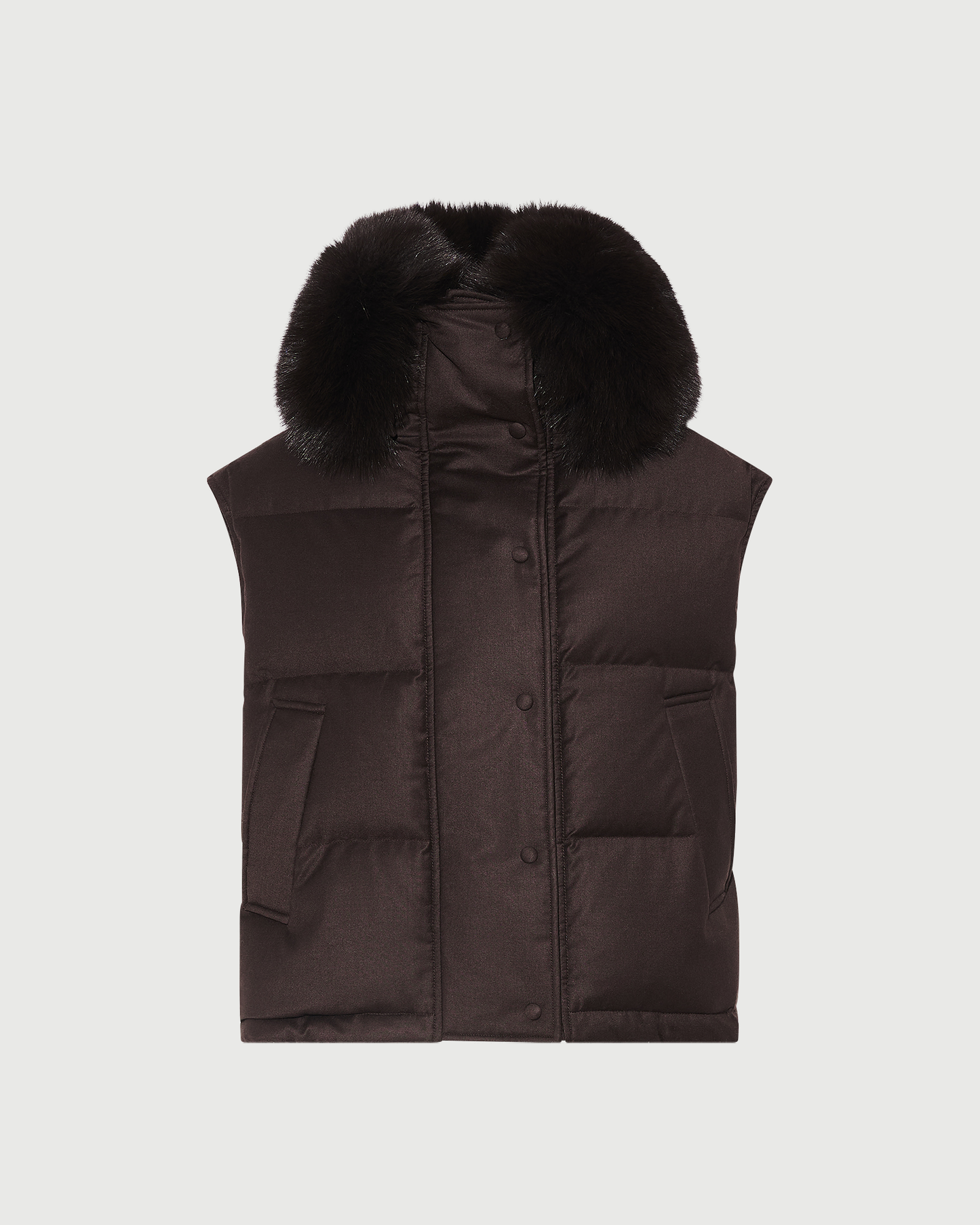 Flannel gilet with fox fur collar - Yves Salomon - New Fall Winter Collection