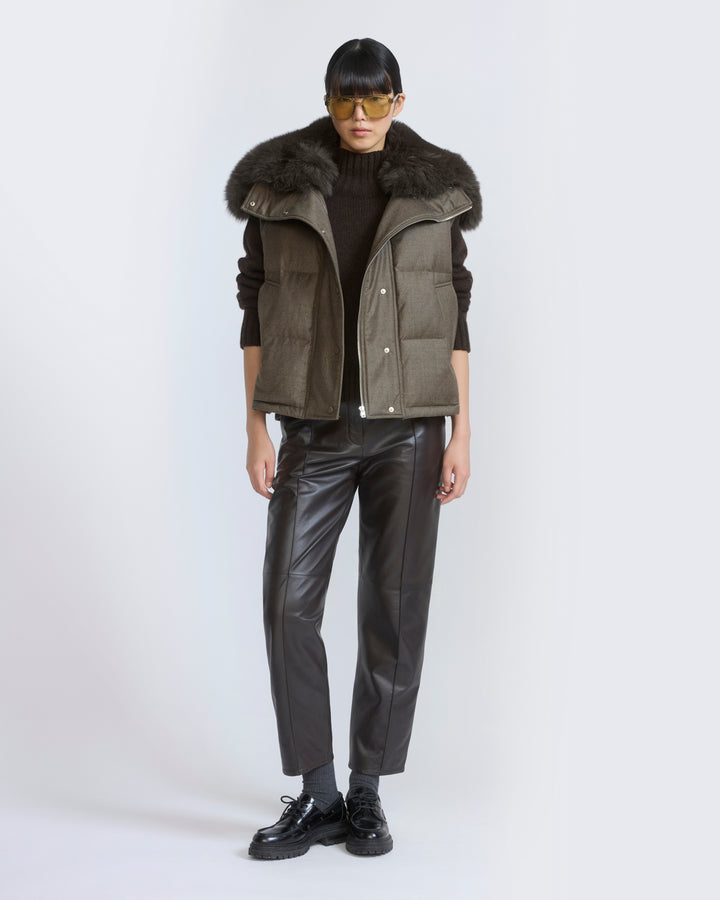 Flannel gilet with fox fur collar - Yves Salomon - New Fall/Winter Collection