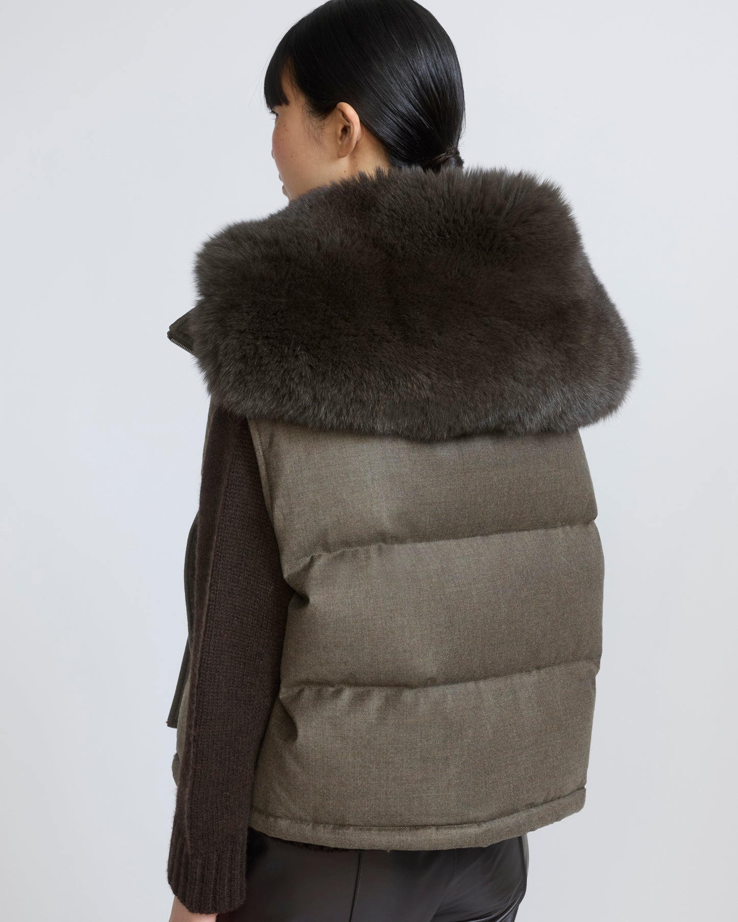Flannel gilet with fox fur collar - Yves Salomon - New Fall/Winter Collection