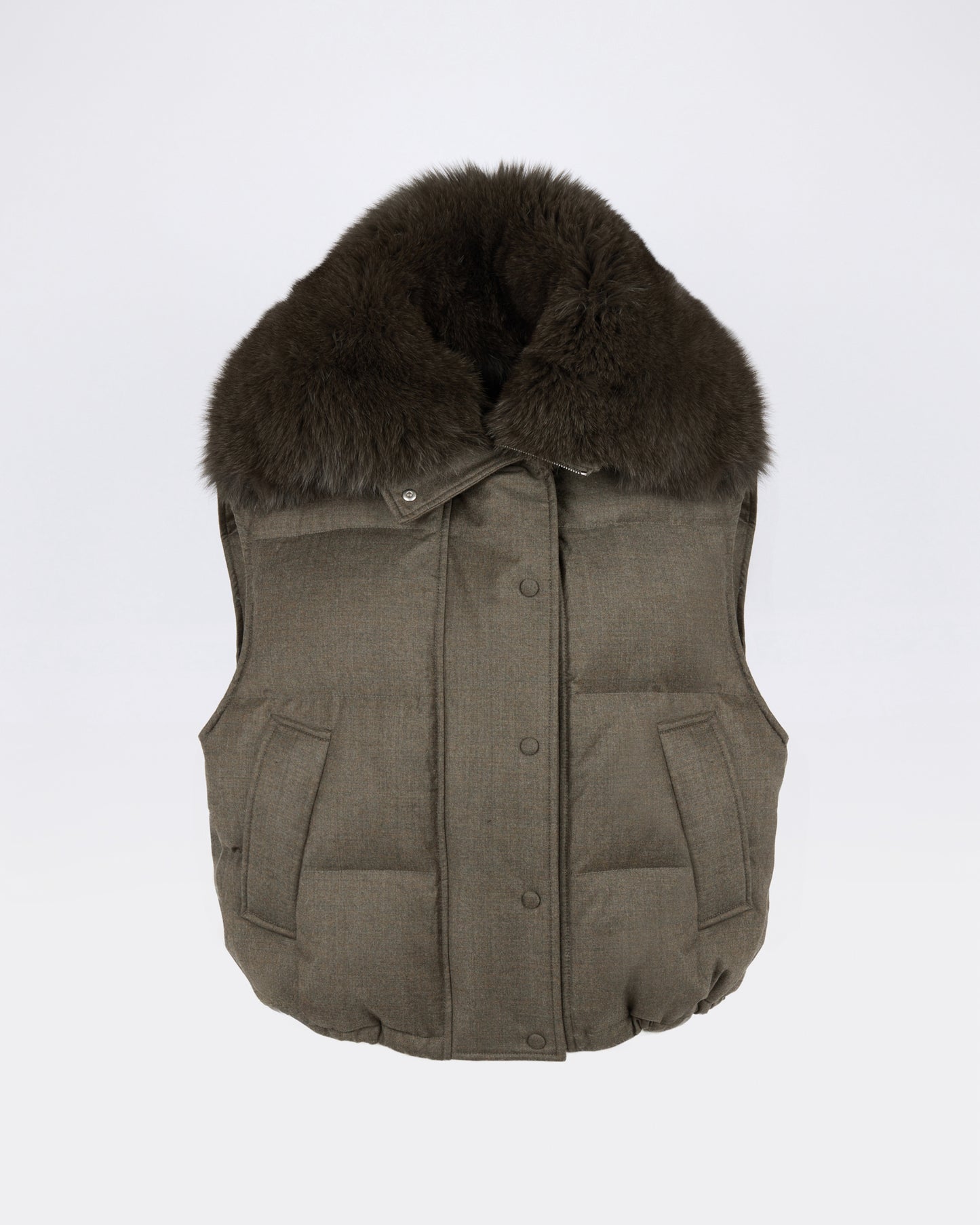 Flannel gilet with fox fur collar - Yves Salomon - New Fall/Winter Collection