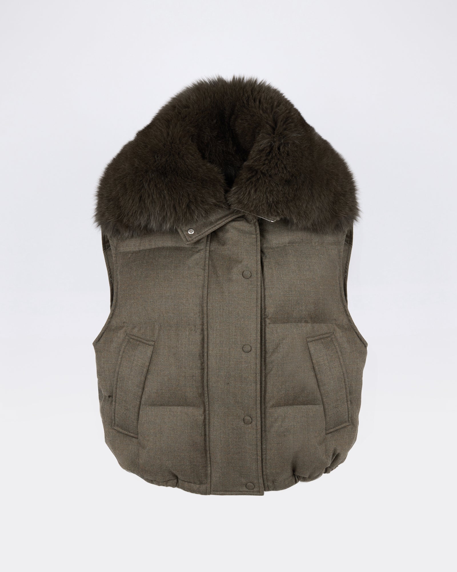 Flannel gilet with fox fur collar - Yves Salomon - New Fall/Winter Collection