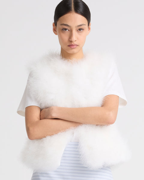 Cropped feather gilet - white - Yves Salomon – Yves Salomon US
