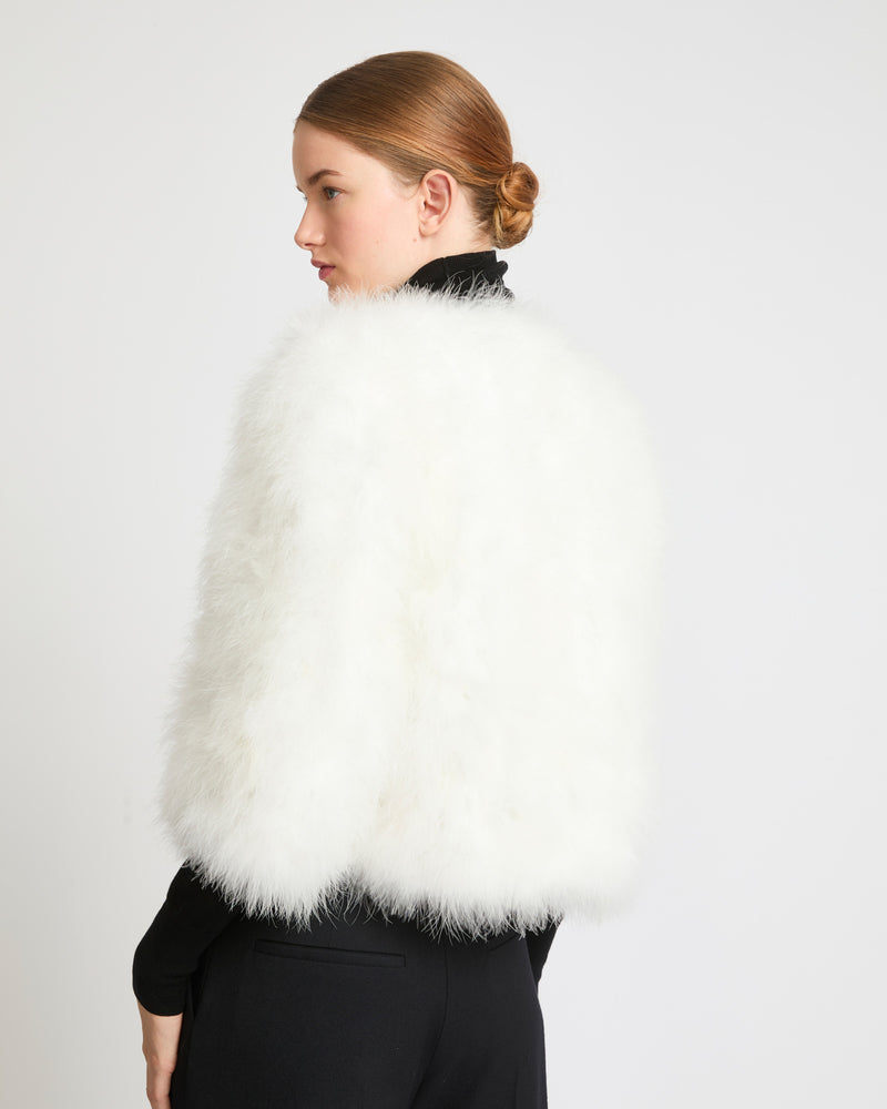 Cropped feather jacket - white - Yves Salomon