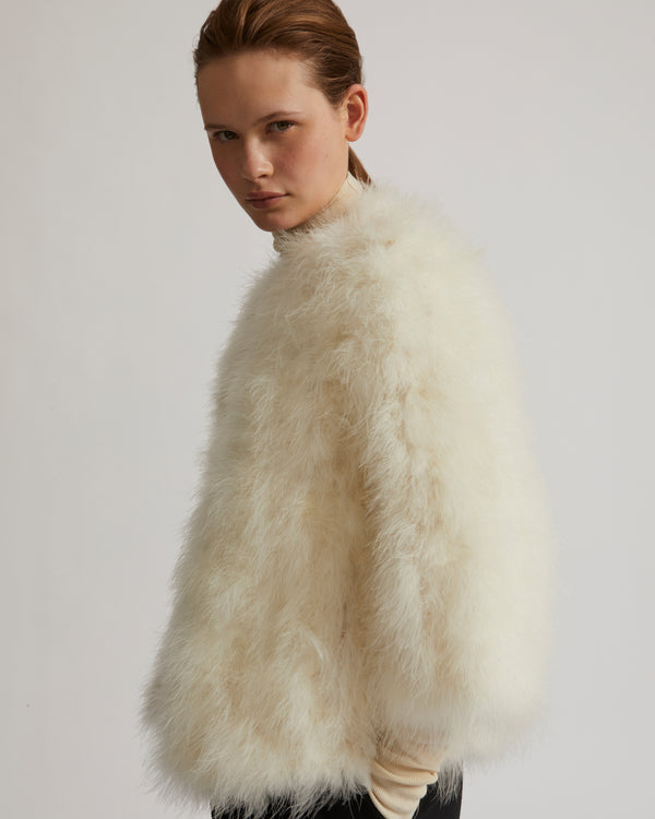 Cropped feather jacket - white - Yves Salomon
