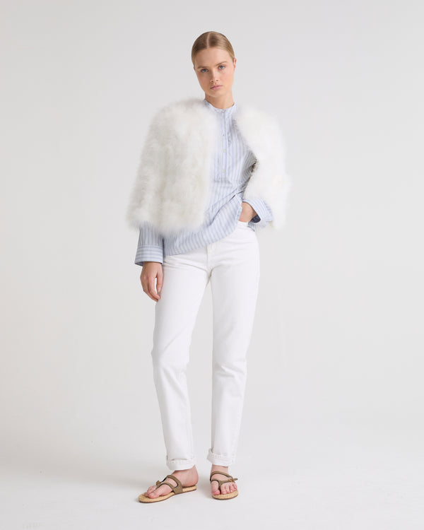 Cropped feather jacket - white - Yves Salomon