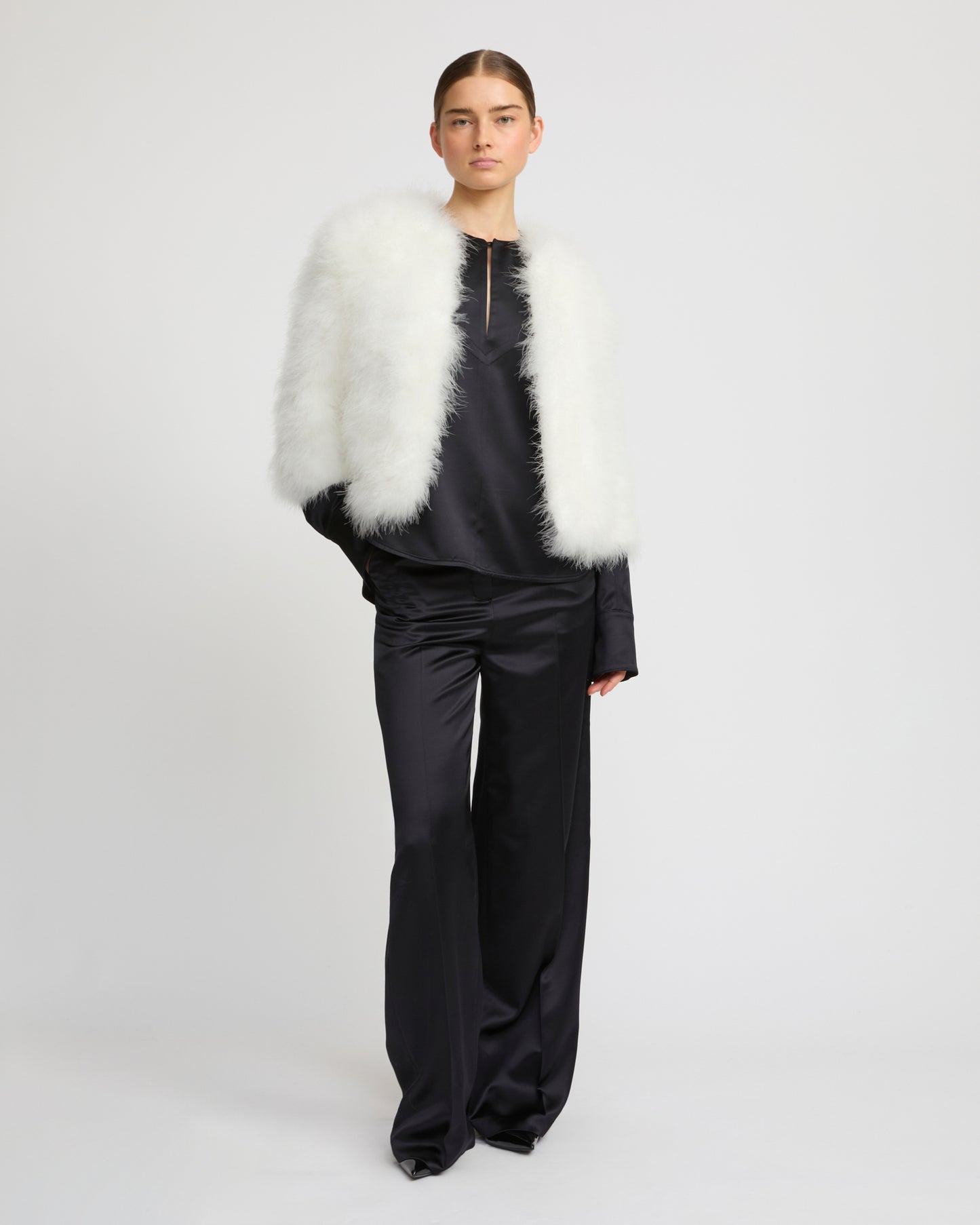 Short feather jacket