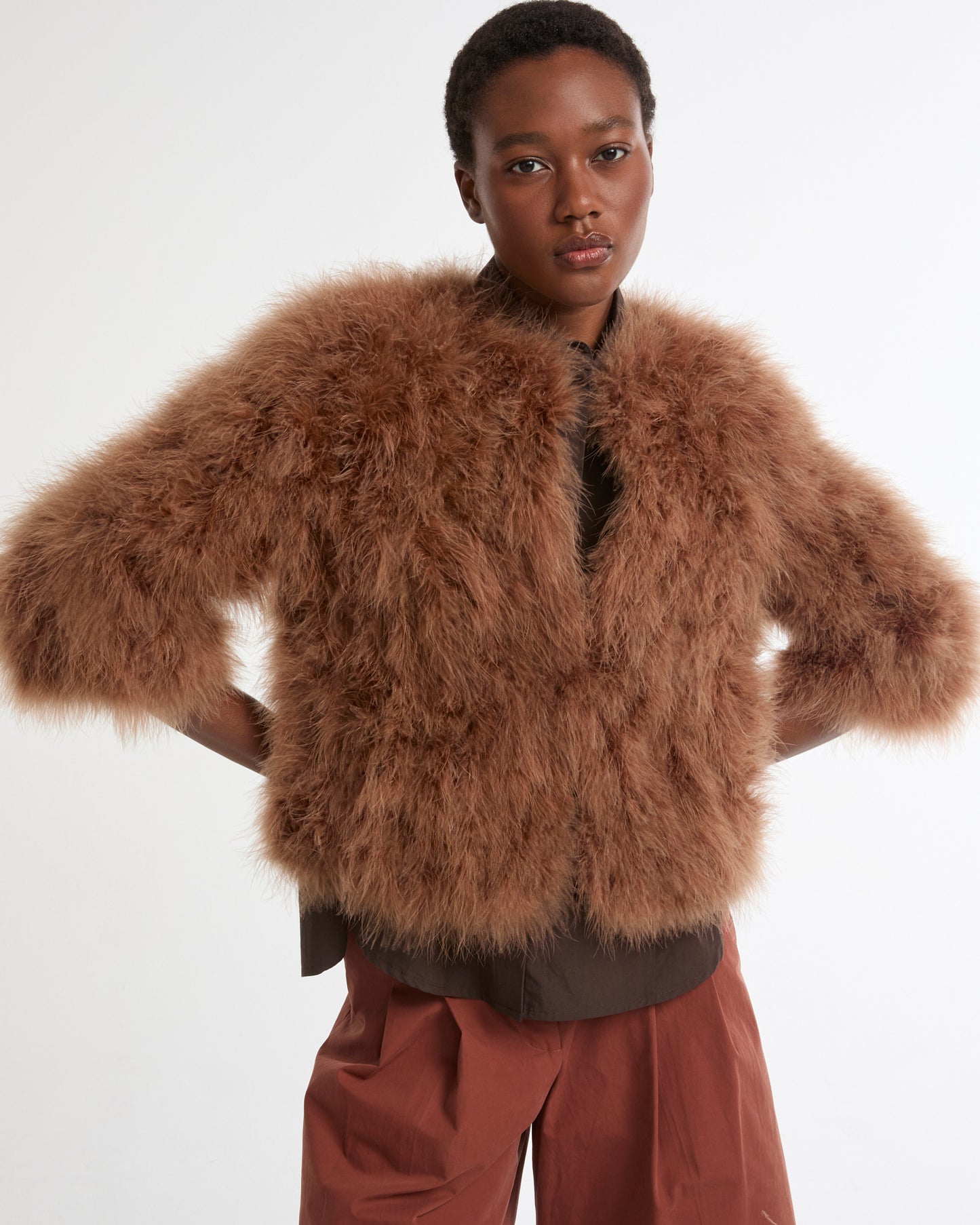 Short feather jacket