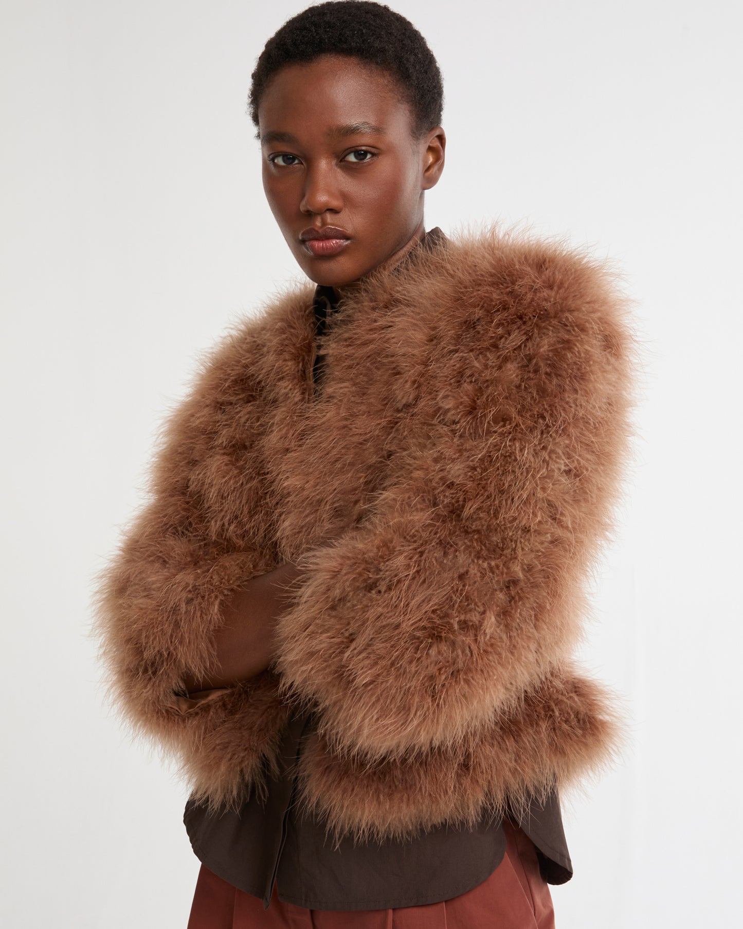 Short feather jacket