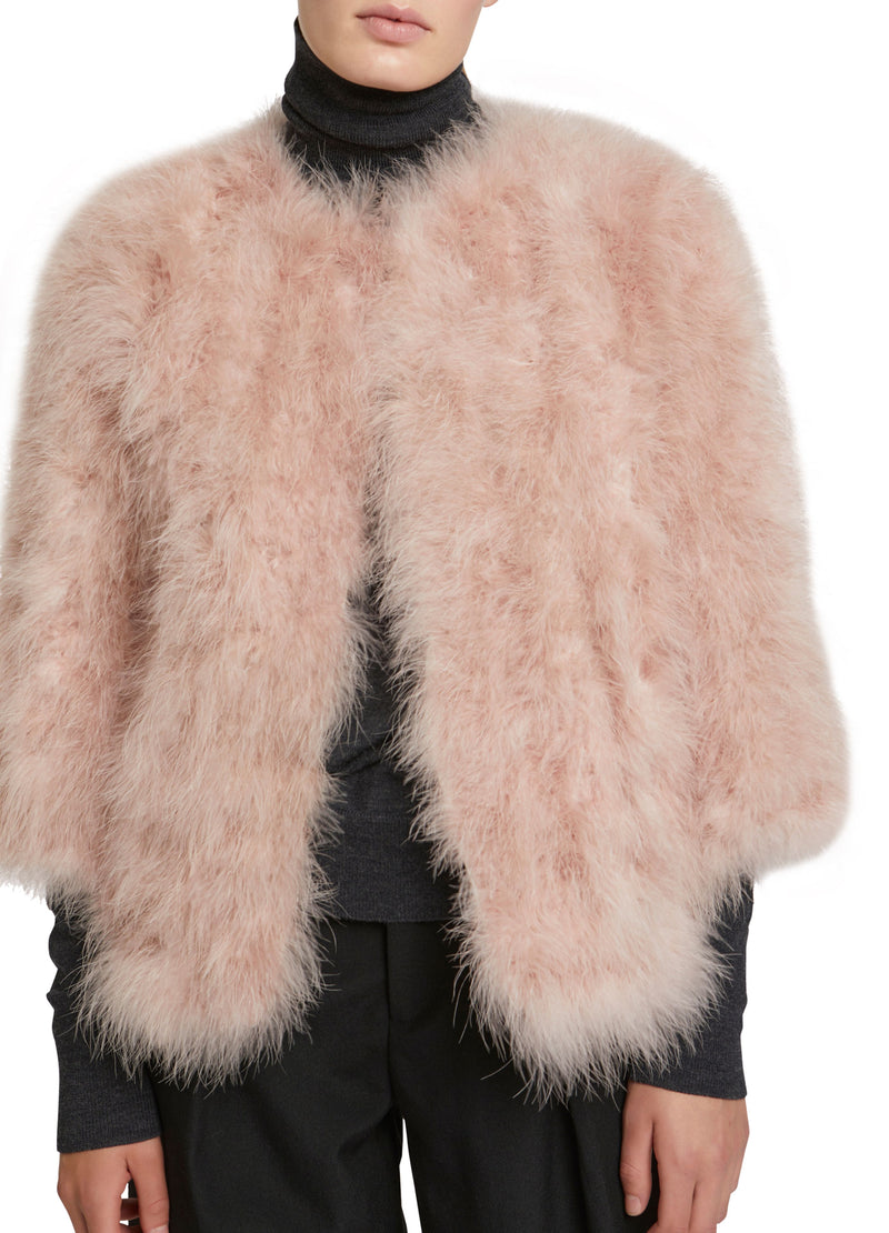 Cropped feather jacket - pink - Yves Salomon