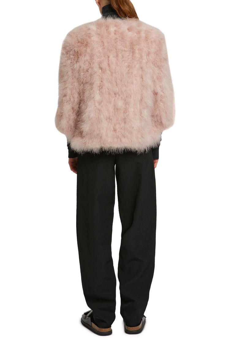 Cropped feather jacket - pink - Yves Salomon