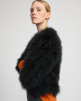 Short feather jacket