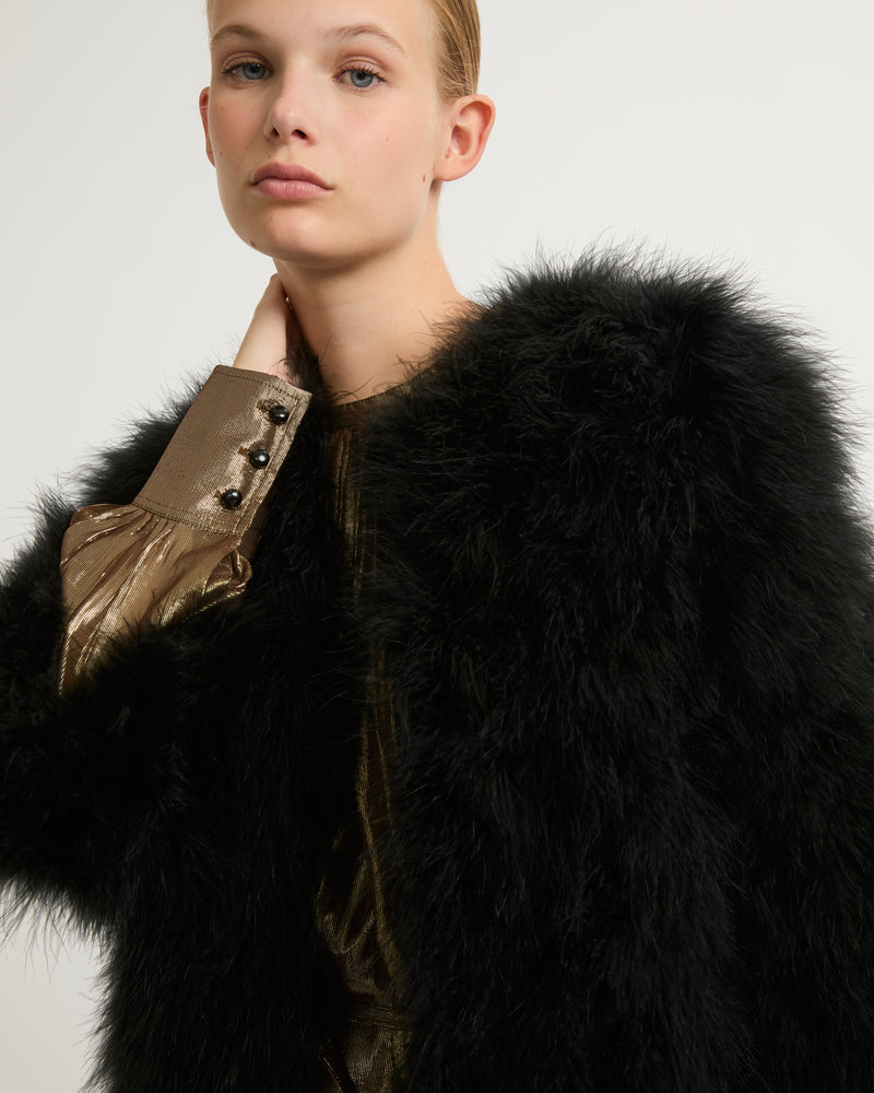 Cropped feather jacket - black - Yves Salomon