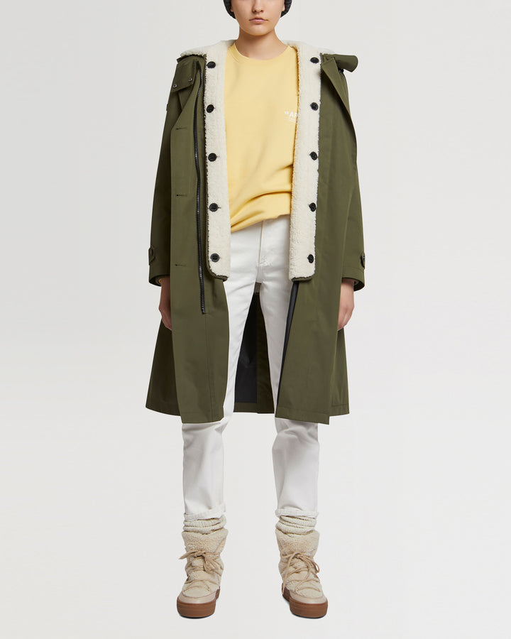 Waterproof cotton blend parka with shearling lining-Yves salomon-Winter sale & boxing day