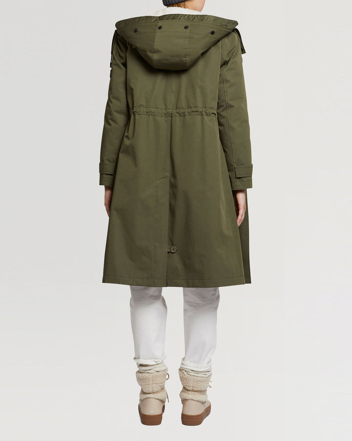 Waterproof cotton blend parka with shearling lining-Yves salomon-Winter sale & boxing day