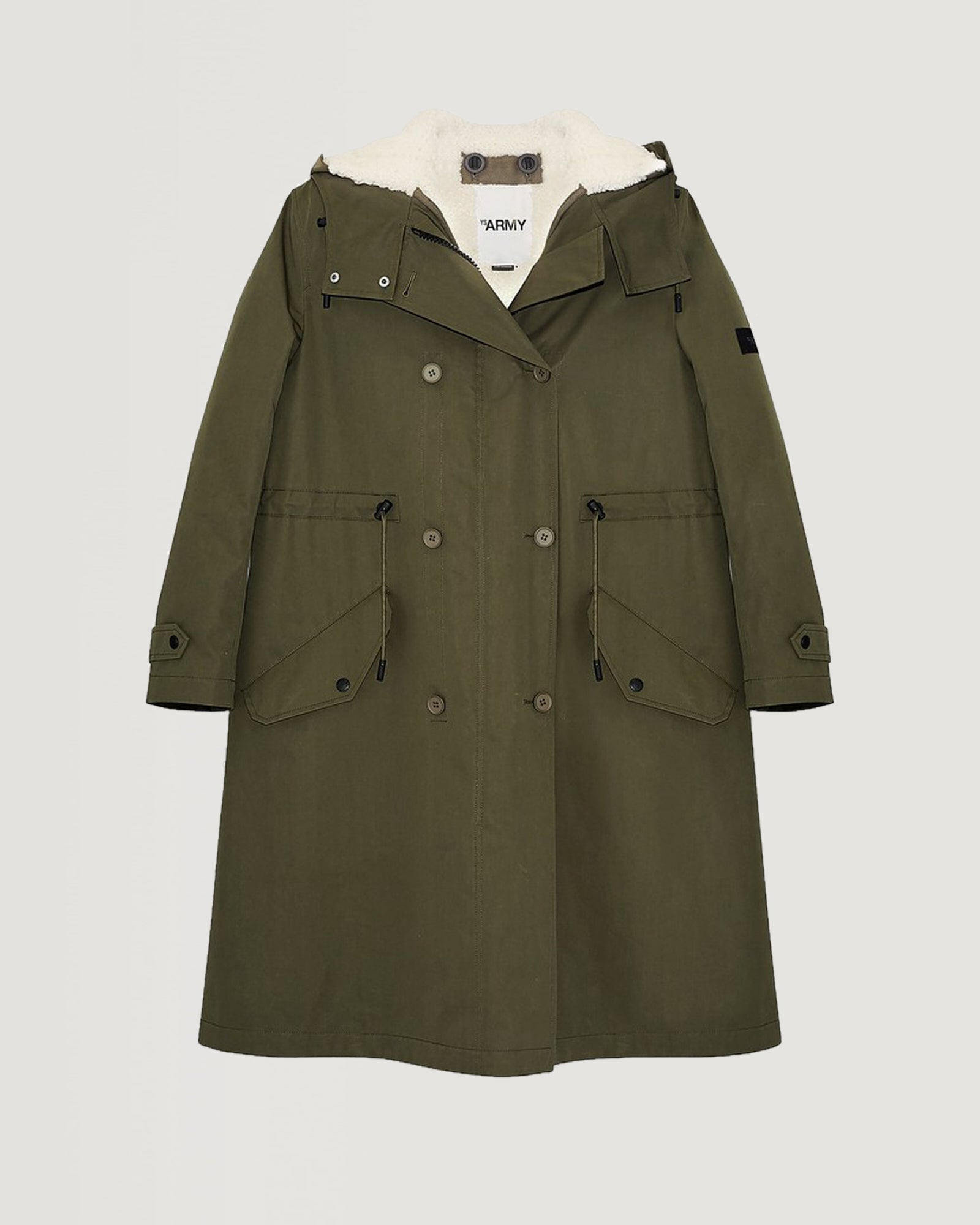 Waterproof cotton blend parka with shearling lining-Yves salomon-Winter sale & boxing day
