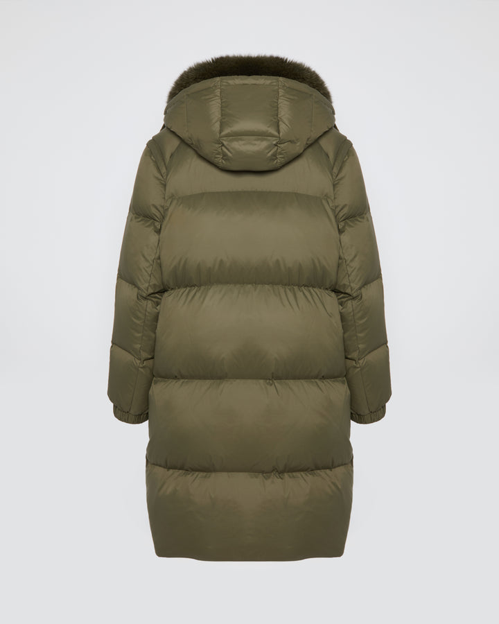 7/8 down jacket with fox fur collar -Yves Salomon