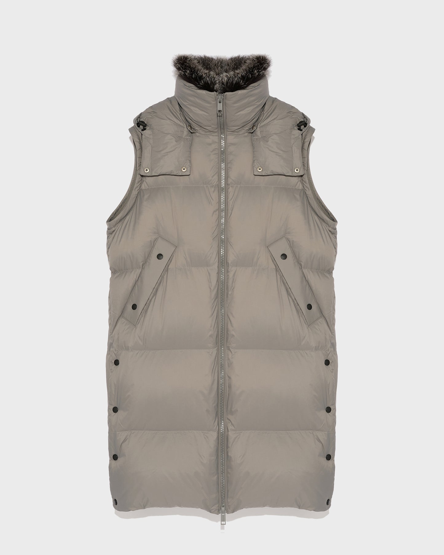 7/8 length down jacket with fox fur collar