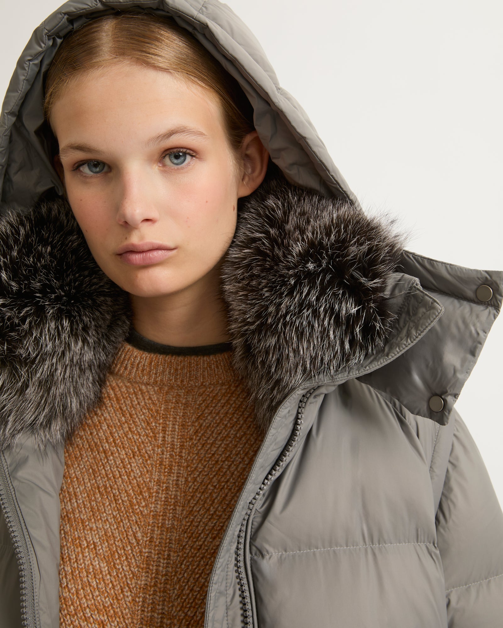 Grey puffer jackets womens online