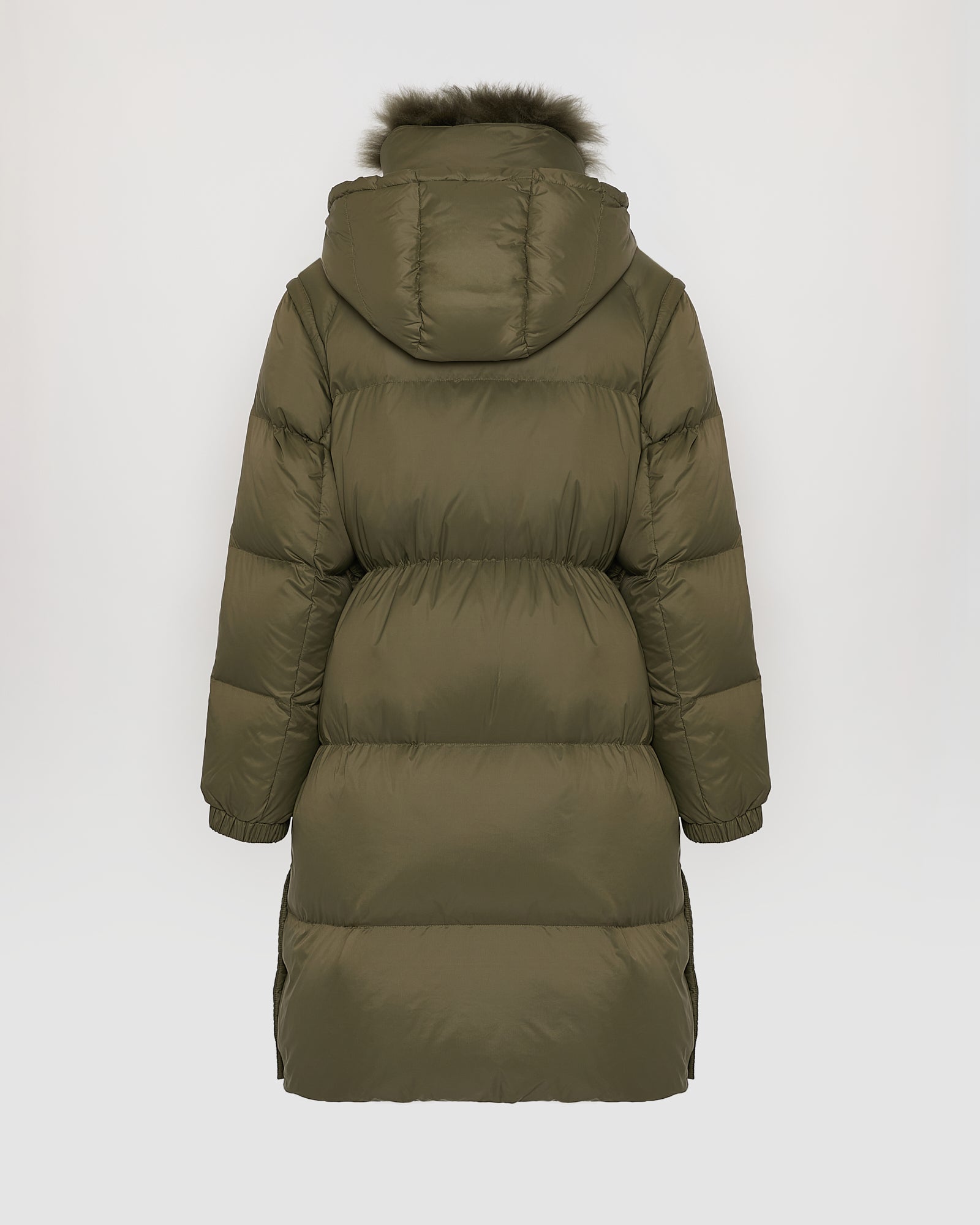 7/8 Long down jacket in lambswool - khaki - Winter sale – Yves