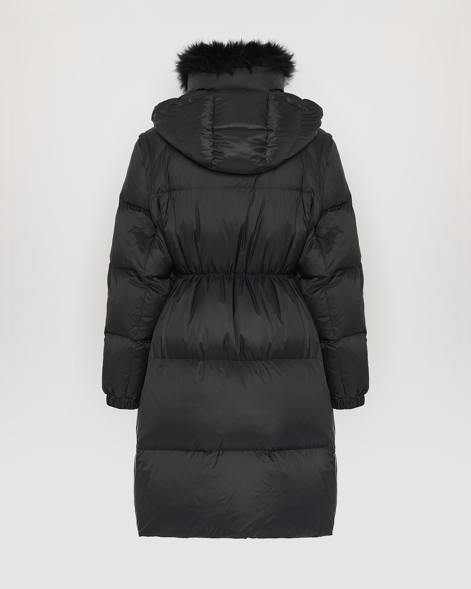 7/8 Long down jacket in water-repellent technical fabric with collar trim in fluffy lambswool - Yves Salomon