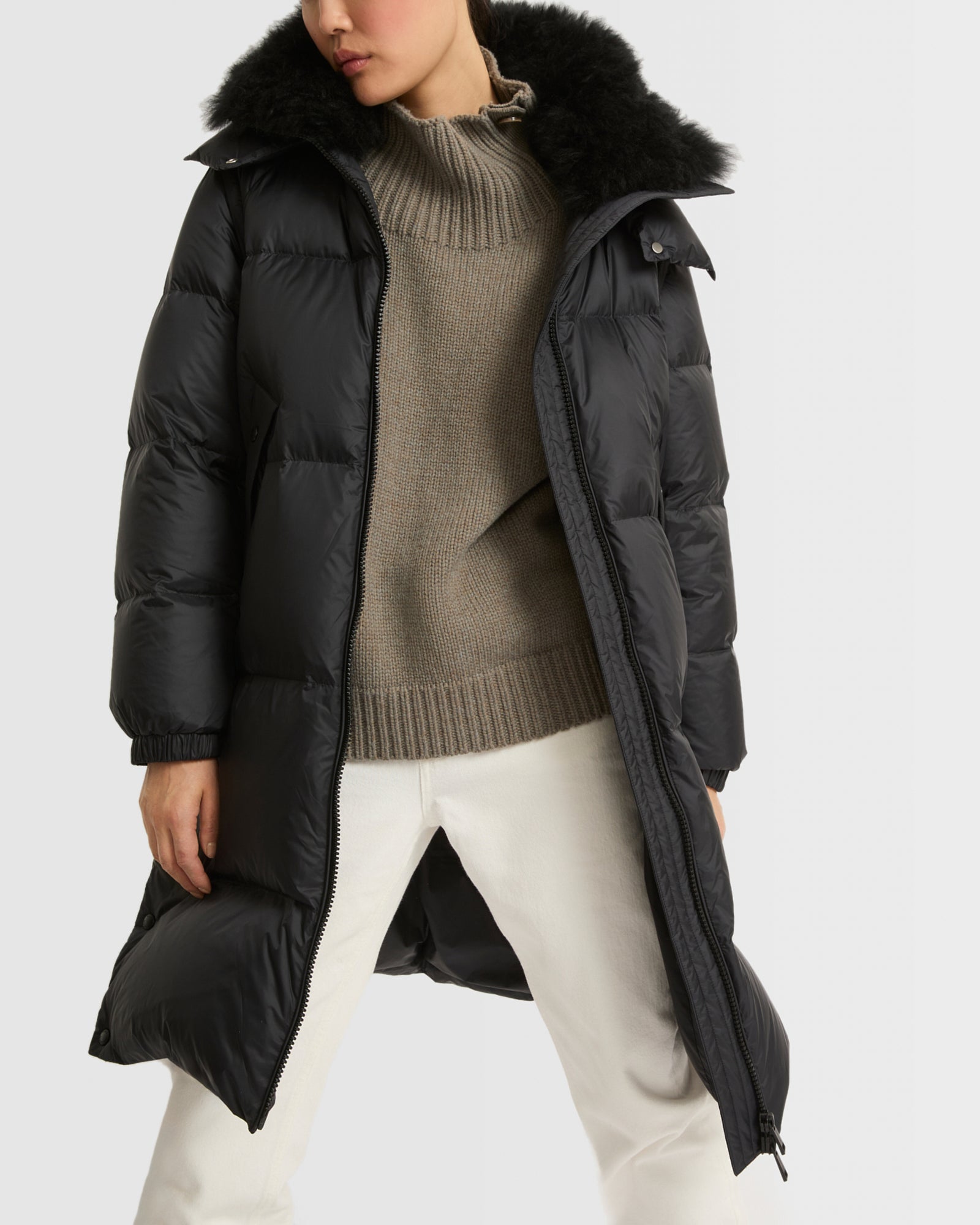 ARMY YVES SALOMON ダウンベスト Belted down jacket in waterproof technical fabric with fox
