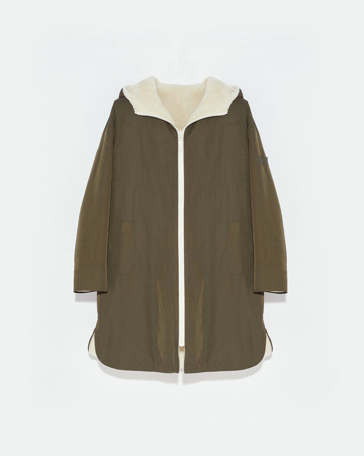 Reversible parka in water-repellent technical fabric and shearling-Yves Salomon-Winter sale & boxing day