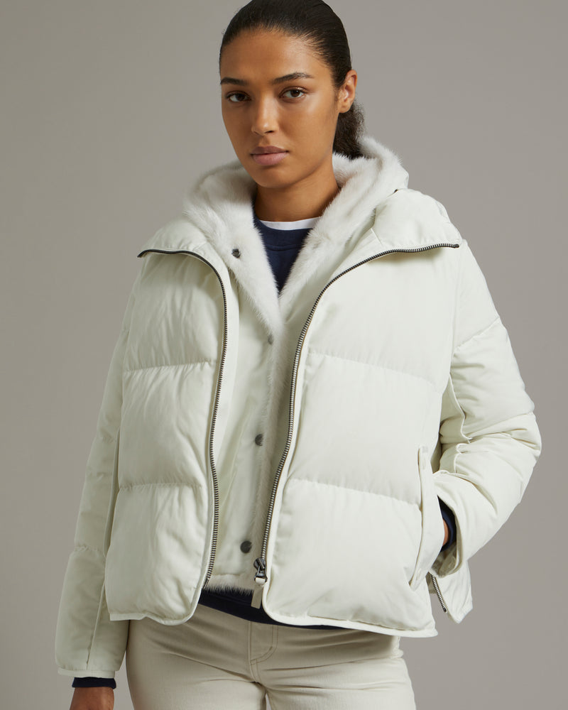 Yves Salomon hooded parka coat - White