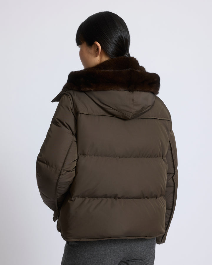 Iconic "A" line down jacket with mink fur hooded bib - Yves Salomon - New Fall/Winter Collection