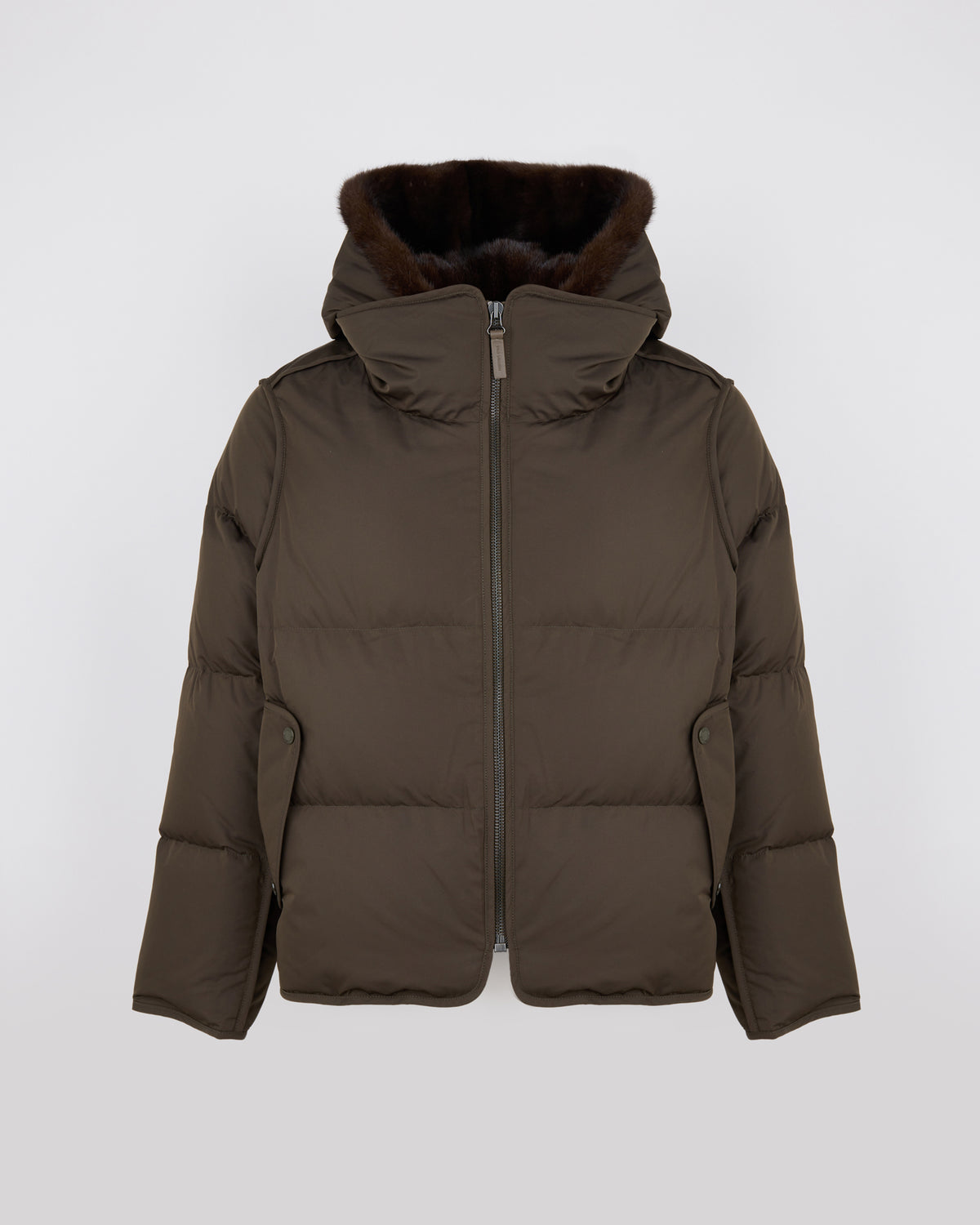 Iconic "A" line down jacket with mink fur hooded bib - Yves Salomon - New Fall/Winter Collection
