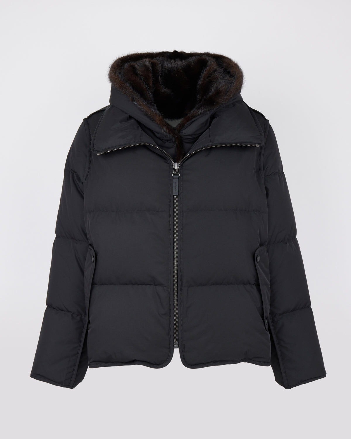 Iconic "A" line down jacket with mink fur hooded bib - Yves Salomon - New Fall/Winter Collection