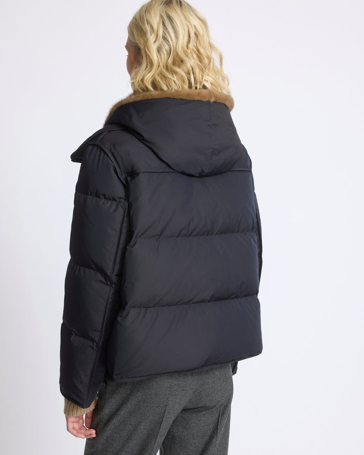 Iconic "A" line down jacket with mink fur hooded bib - Yves Salomon - New Fall/Winter Collection