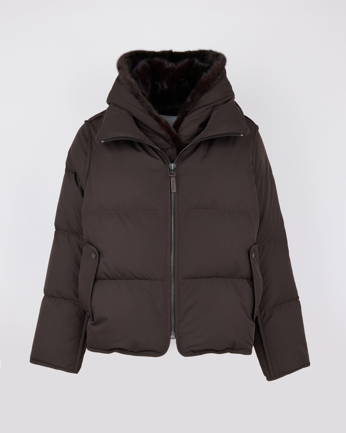 Iconic "A" line down jacket with mink fur hooded bib - Yves Salomon - New Fall/Winter Collection