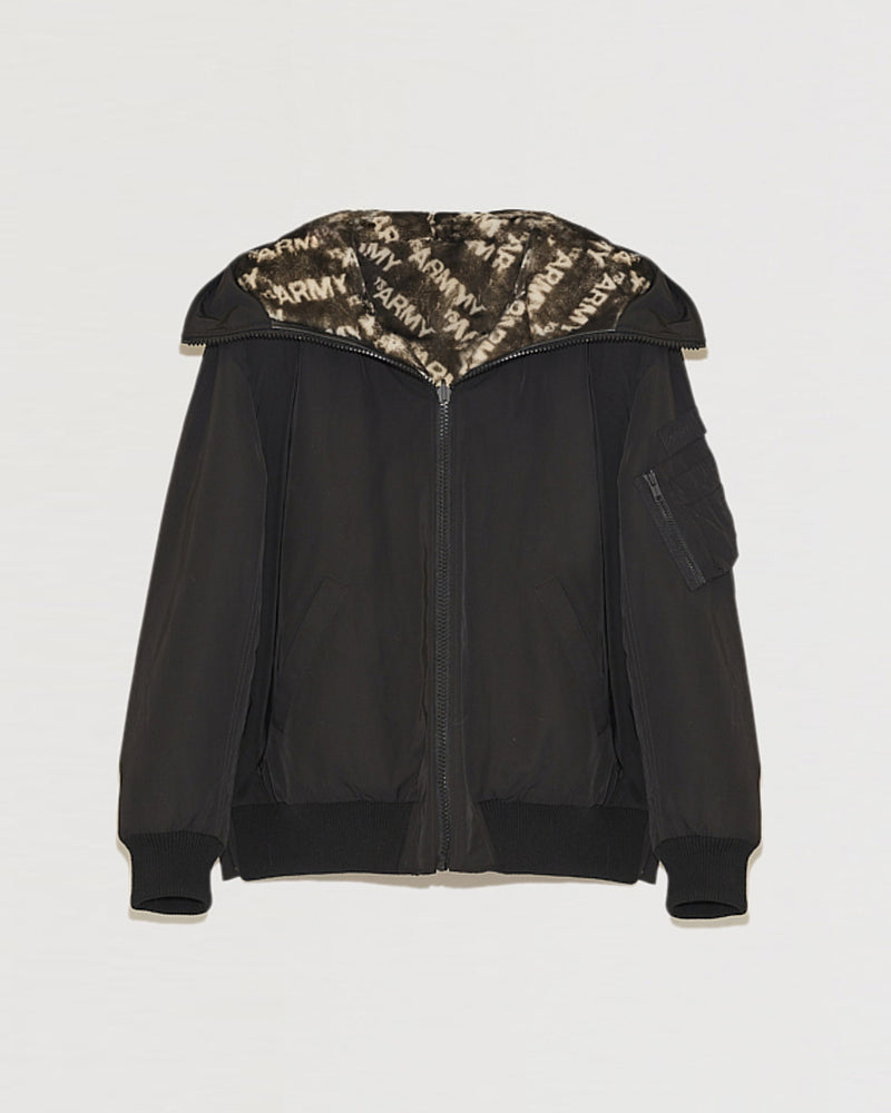 Bomber jacket in lambskin shearling reversible technical fabric-Yves Salomon-Winter sale & boxing day