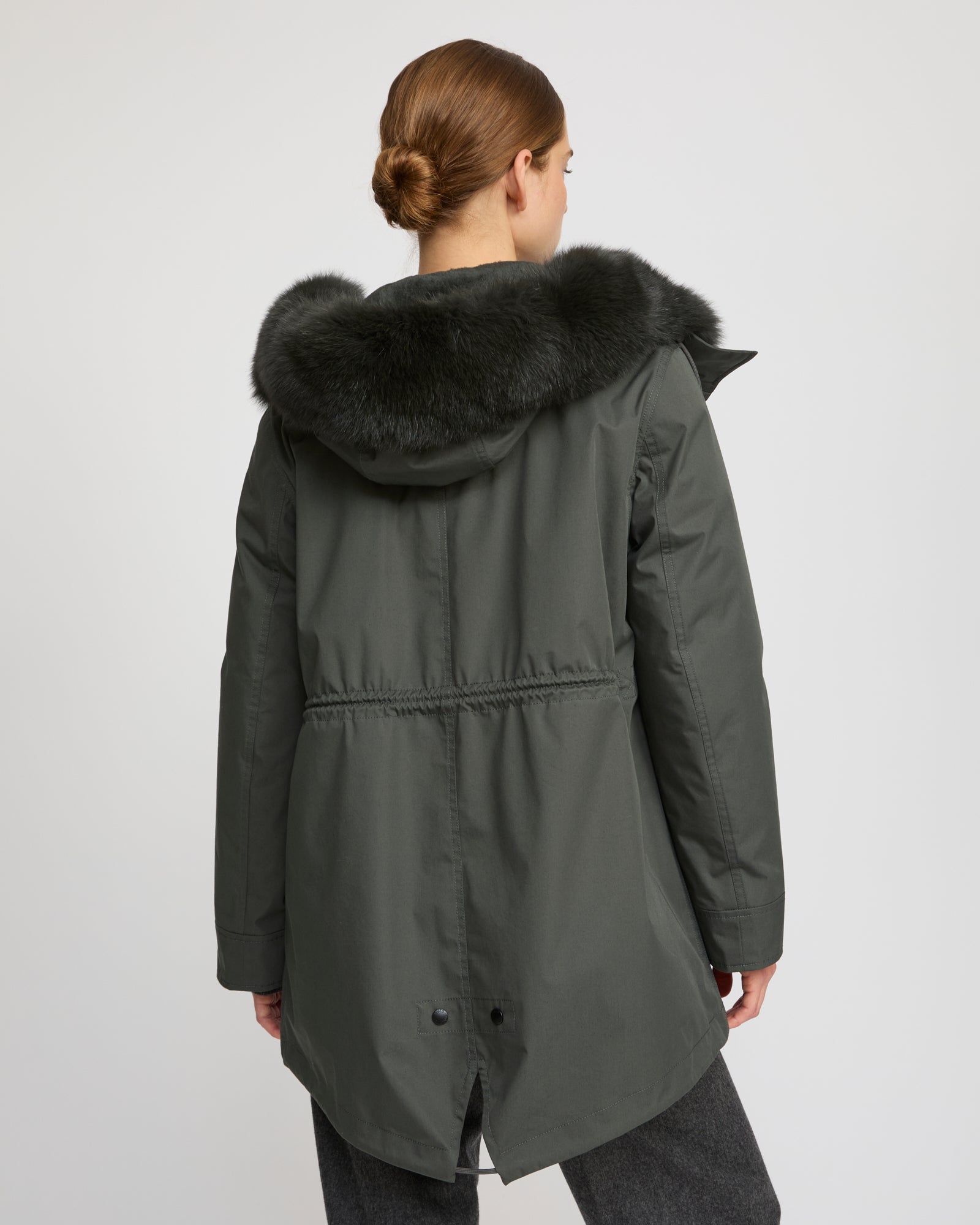 Short Iconic parka in waterproof cotton blend with fox and rabbit fur - Yves Salomon