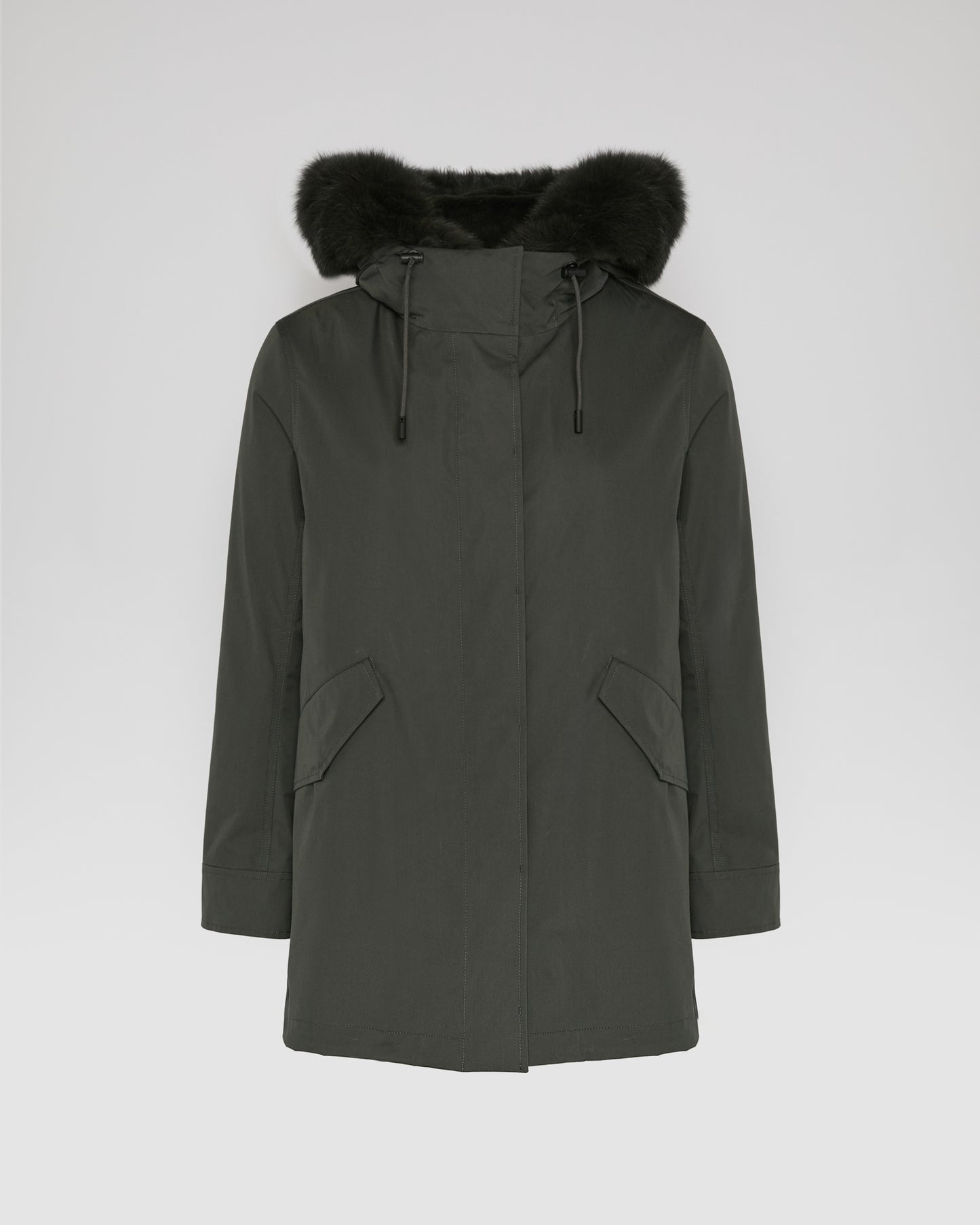Short Iconic parka in waterproof cotton blend with fox and rabbit fur - Yves Salomon