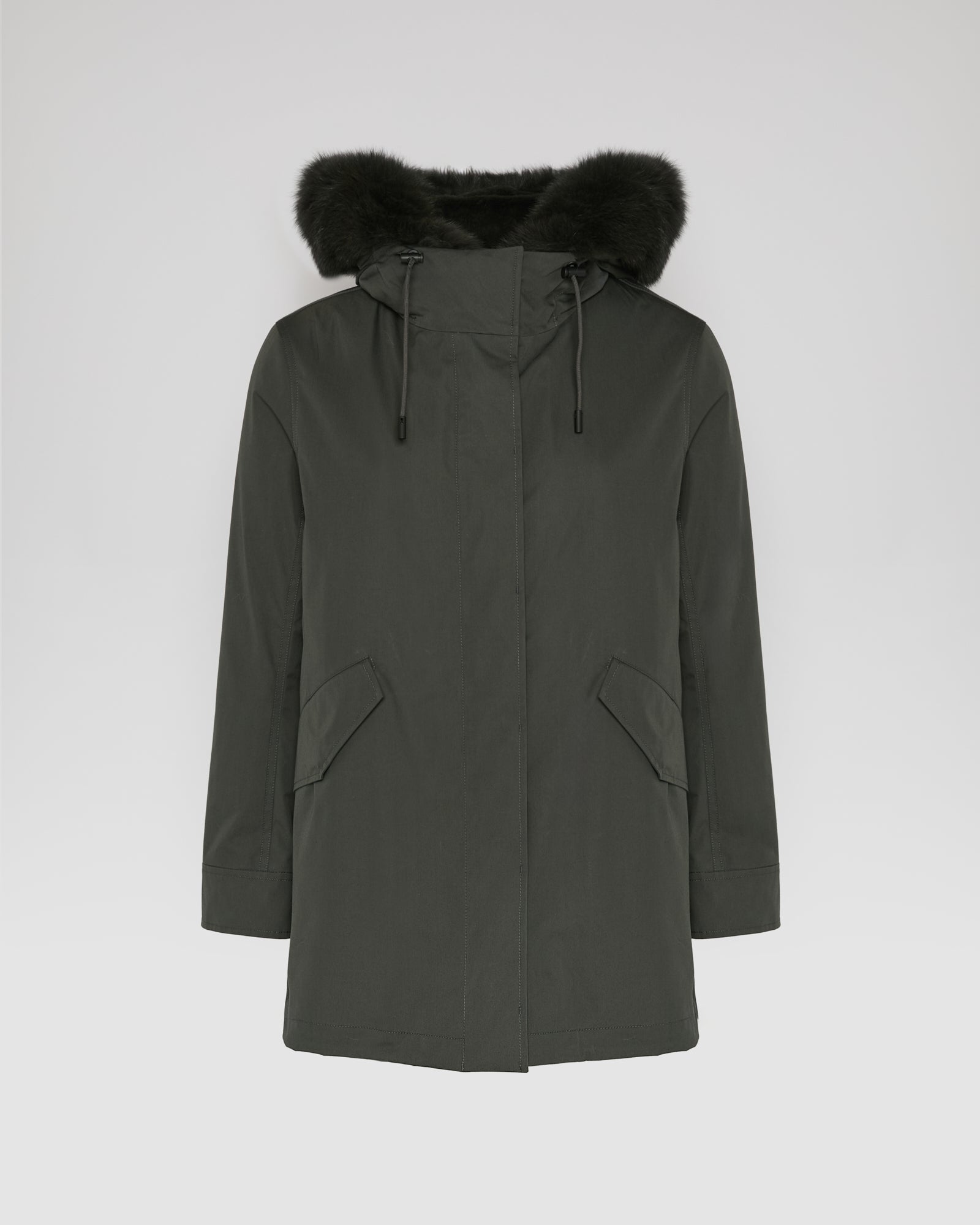 Short Iconic parka in waterproof cotton blend with fox and rabbit fur - Yves Salomon