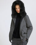 Short Iconic parka in waterproof cotton blend with fox and rabbit fur