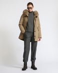 Short Iconic parka in waterproof cotton blend with fox and rabbit fur