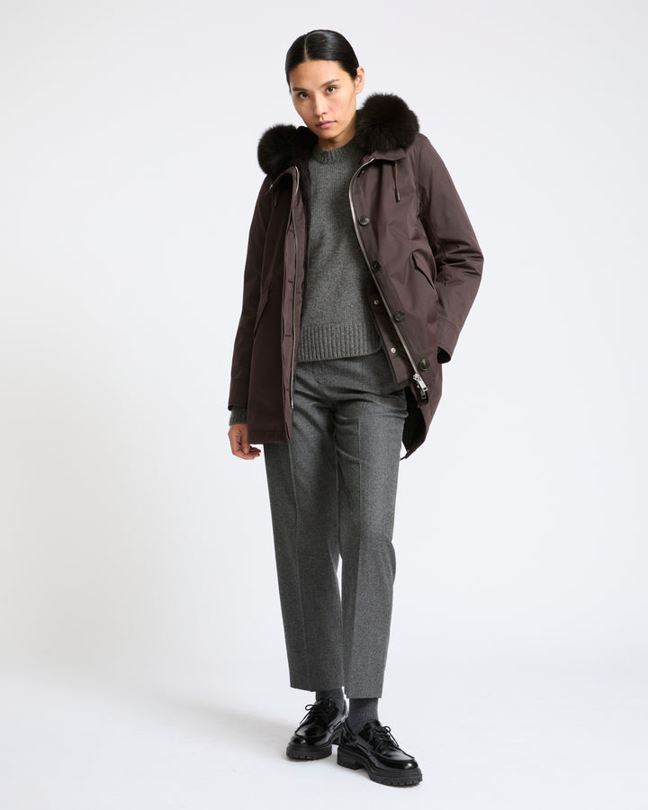 Short Iconic parka in waterproof cotton blend with fox and rabbit fur - Yves Salomon - New Fall Winter Collection