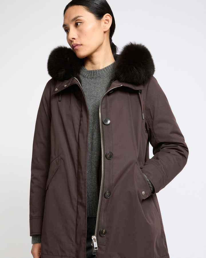 Short Iconic parka in waterproof cotton blend with fox and rabbit fur - Yves Salomon - New Fall Winter Collection